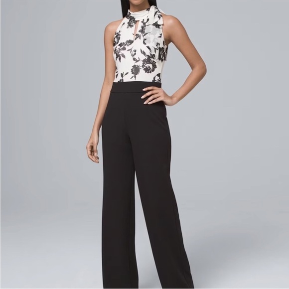 WHBM BODICE HALTER FLORAL JUMPSUIT SIZE 10 - Picture 1 of 8